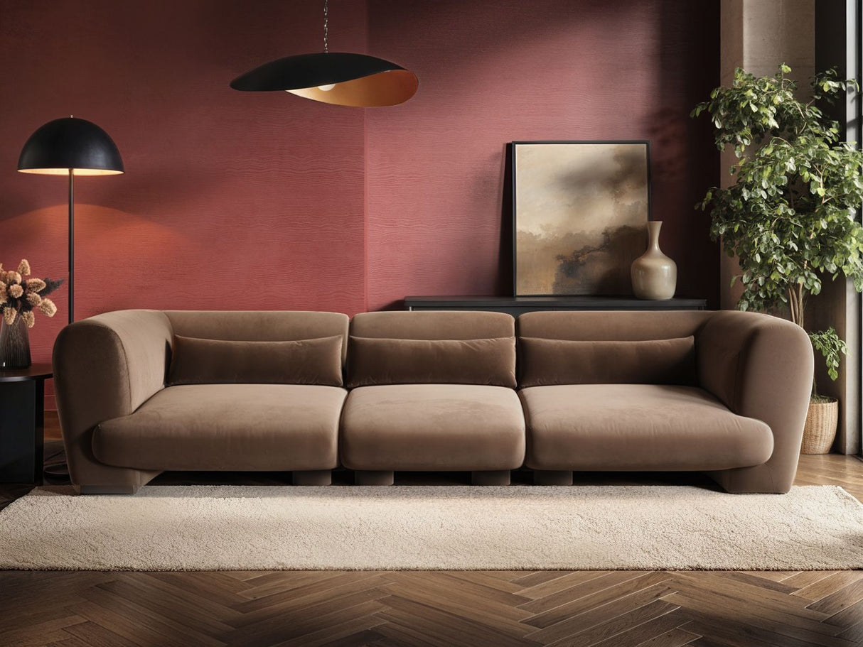 SOLACE+CO Maddox 4 Seater Chocolate Velvet Sofa