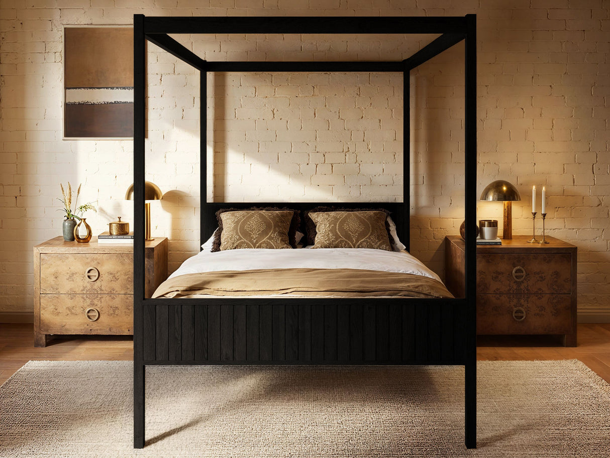 Flair Maddy 4 Poster Bed Frame Solid Pine Black Kingsize