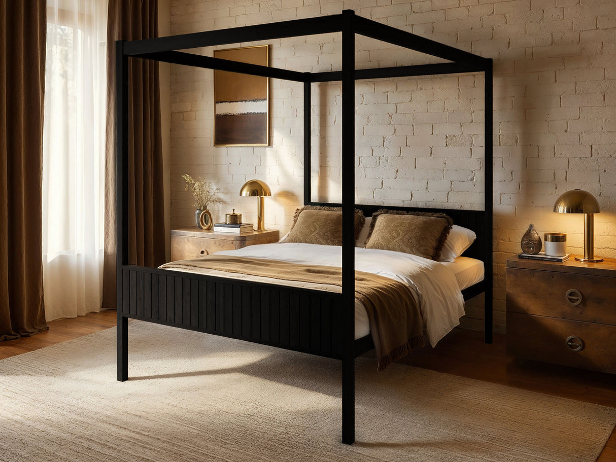 Flair Maddy 4 Poster Bed Frame Solid Pine Black Kingsize