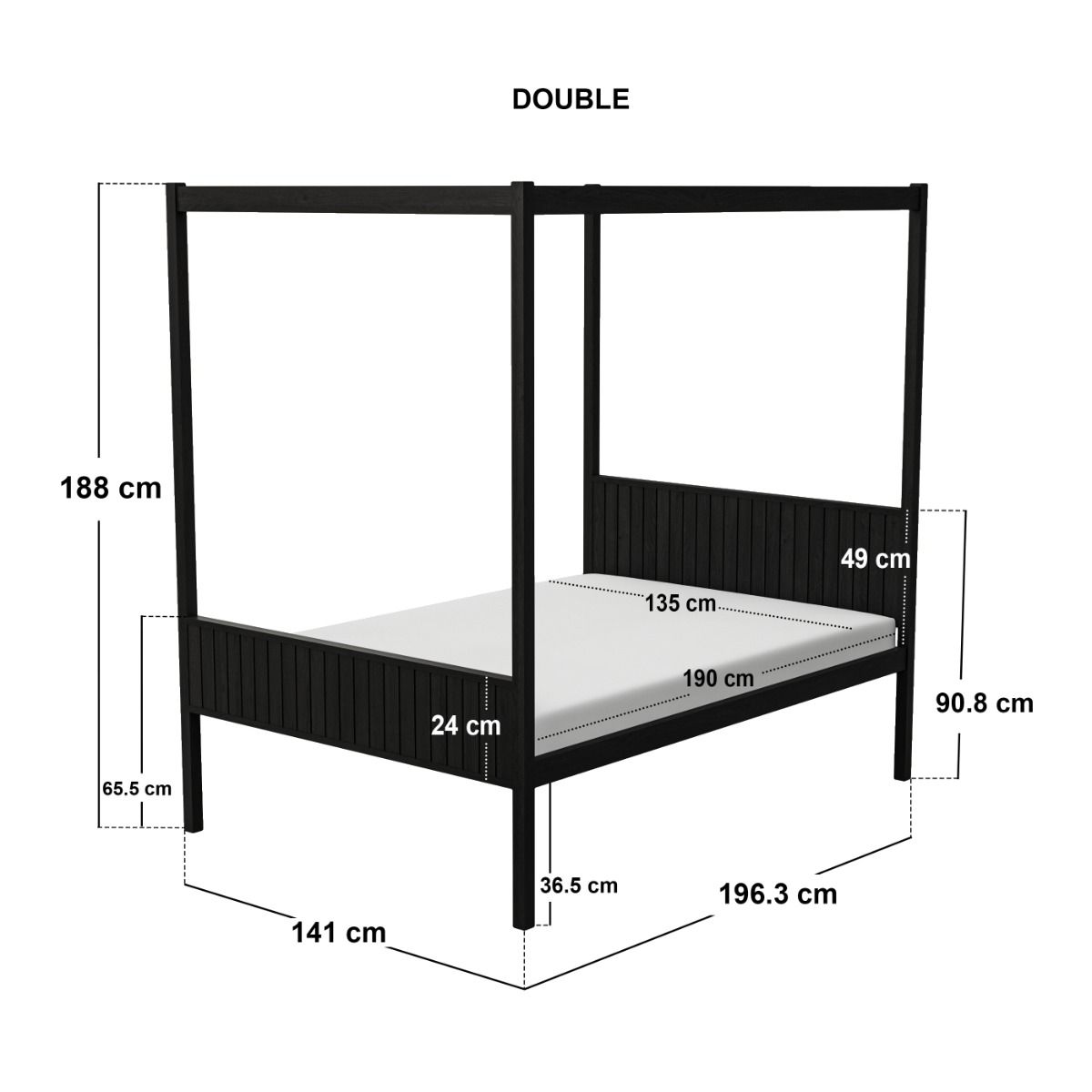 Flair Maddy 4 Poster Bed Frame Solid Pine Black Double