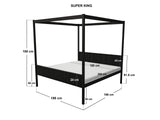 Flair Maddy 4 Poster Bed Frame Solid Pine Black SuperKing