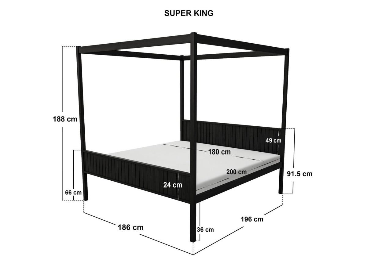 Flair Maddy 4 Poster Bed Frame Solid Pine Black SuperKing