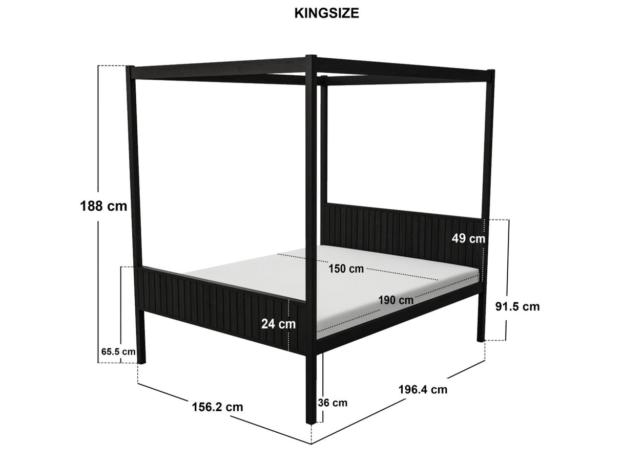 Flair Maddy 4 Poster Bed Frame Solid Pine Black Kingsize