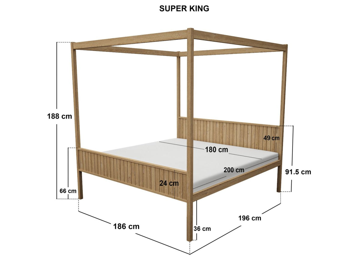Flair Maddy 4 Poster Bed Frame Solid Pine Natural SuperKing