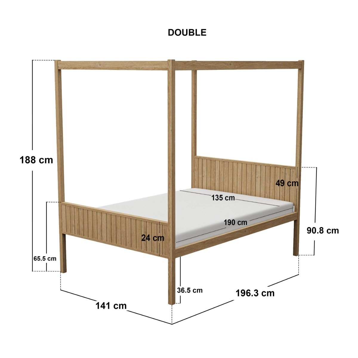 Flair Maddy 4 Poster Bed Frame Solid Pine Natural Double