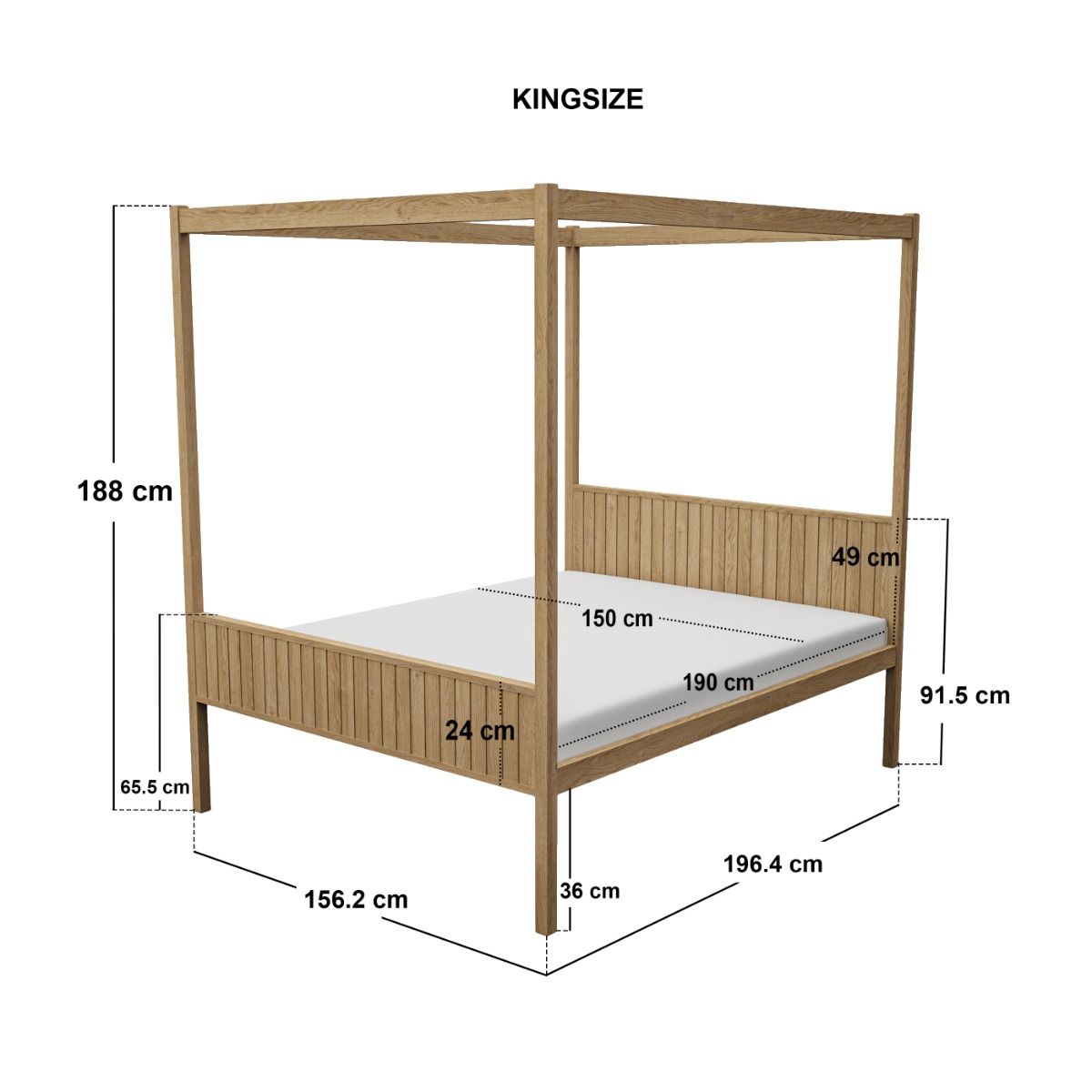 Flair Maddy 4 Poster Bed Frame Solid Pine Natural Kingsize