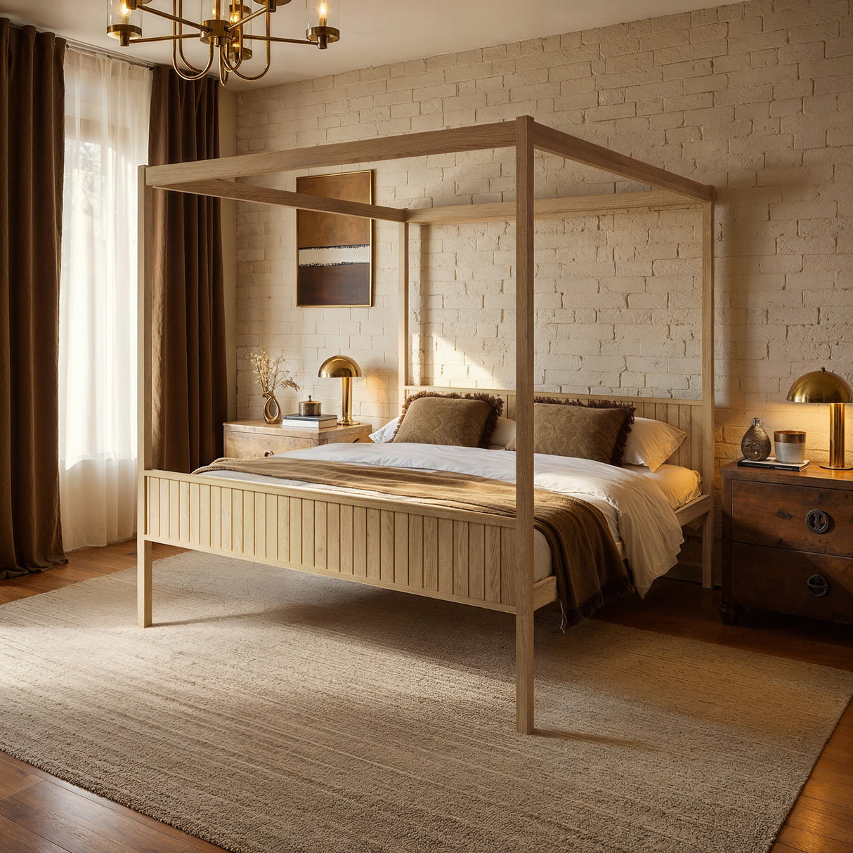 Flair Maddy 4 Poster Bed Frame Solid Pine Natural SuperKing