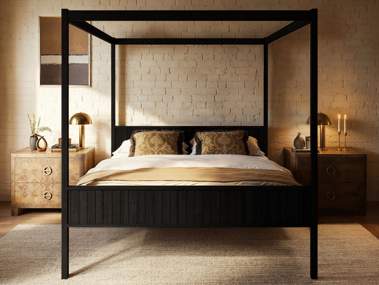 Flair Maddy 4 Poster Bed Frame Solid Pine Black SuperKing