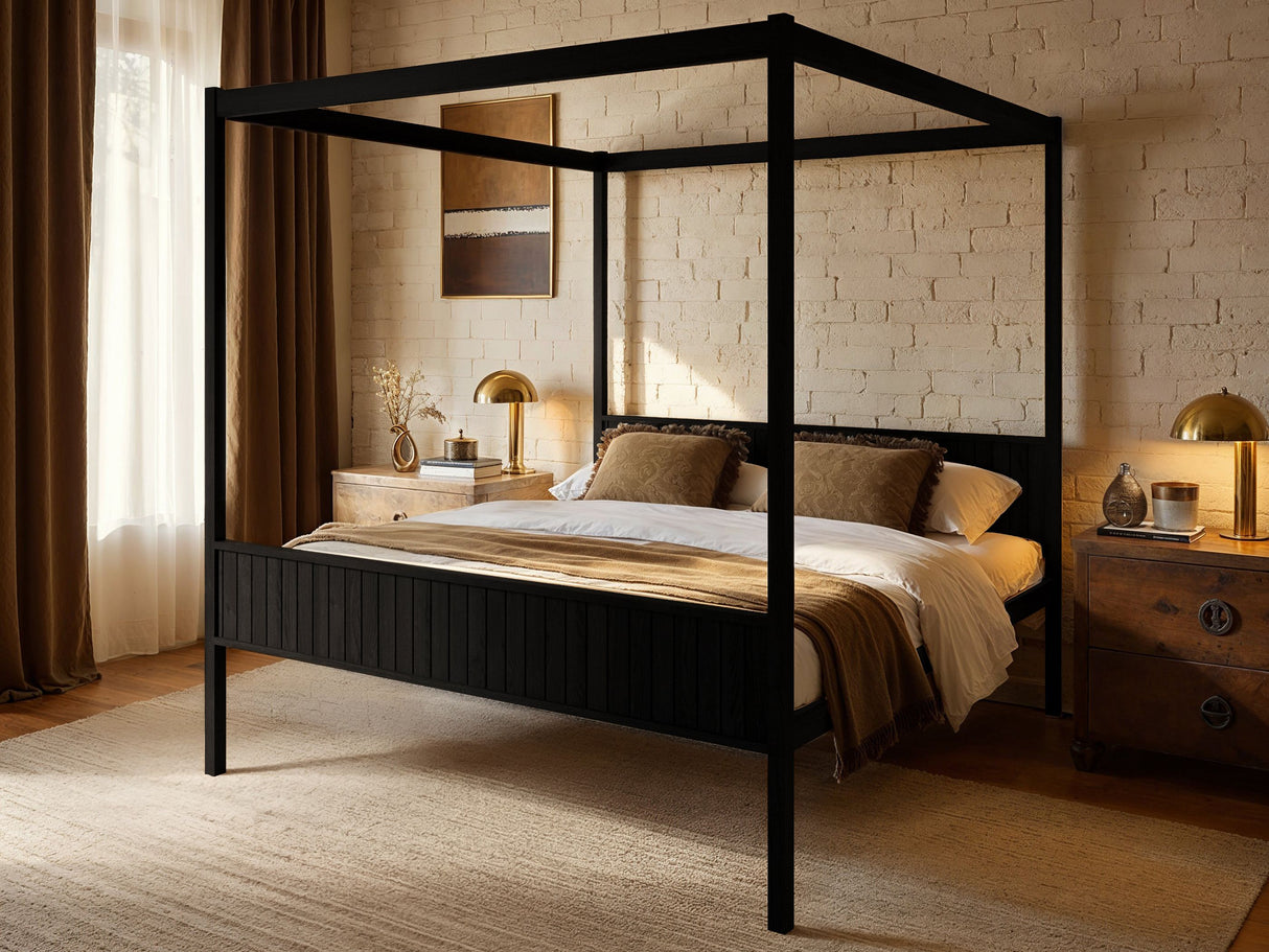 Flair Maddy 4 Poster Bed Frame Solid Pine Black SuperKing