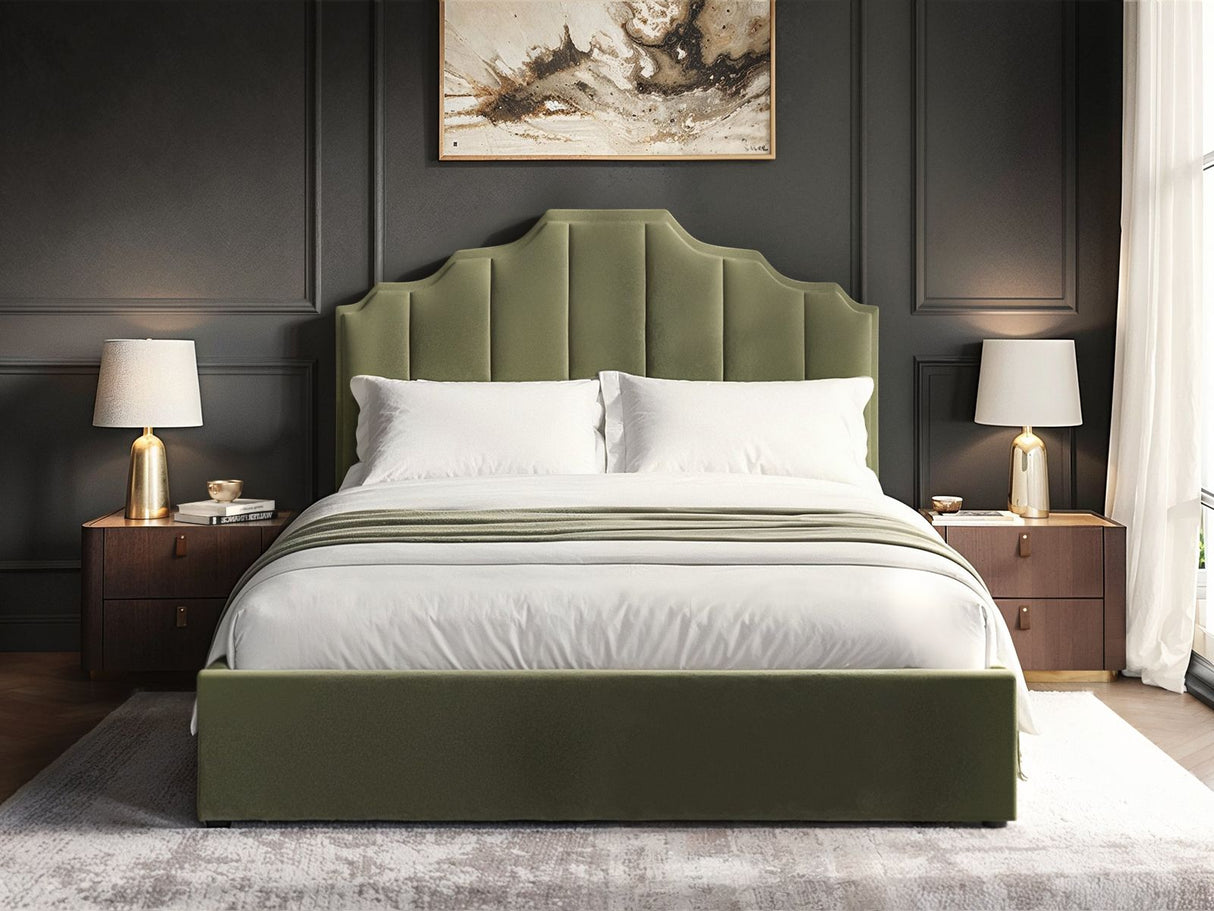 Flair Margot Double Ottoman Bed Green Velvet