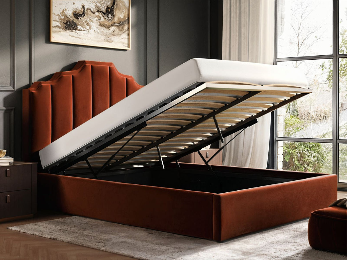 Flair Margot Kingsize Ottoman Bed Orange Velvet