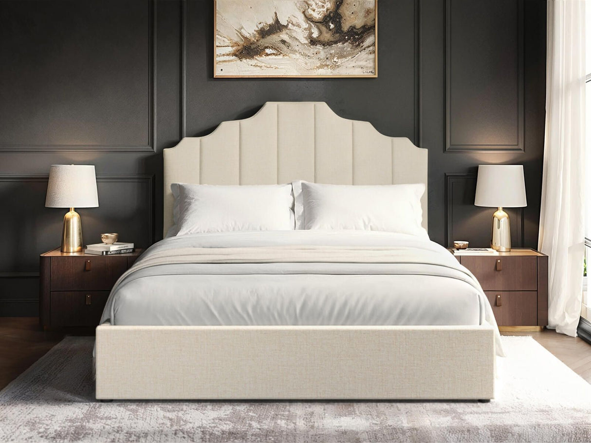 Flair Margot Double Ottoman Bed Beige Linen