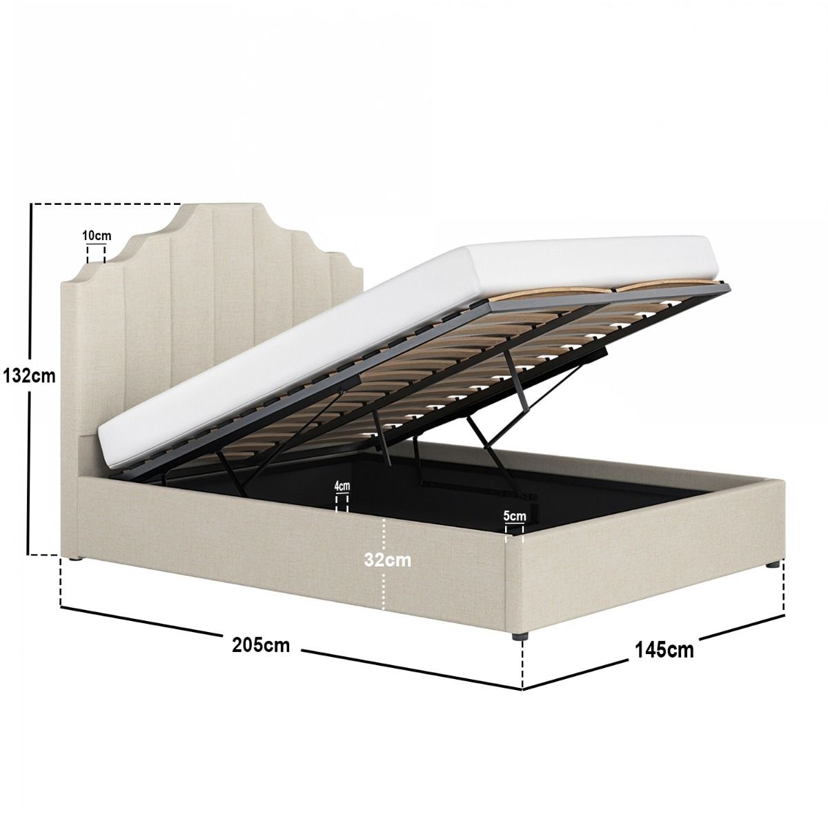 Flair Margot Double Ottoman Bed Beige Linen