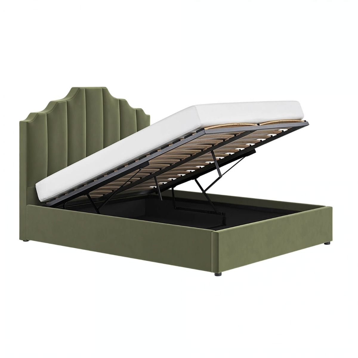 Flair Margot Double Ottoman Bed Green Velvet