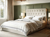 Flair Marley Buttoned Headboard King Size Ottoman Bed Beige Linen