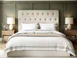 Flair Marley Buttoned Headboard Double Ottoman Bed Beige Linen