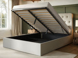 Flair Marley Buttoned Headboard Double Ottoman Bed Beige Linen