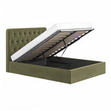 Flair Marley Buttoned Headboard King Size Ottoman Bed Green Velvet