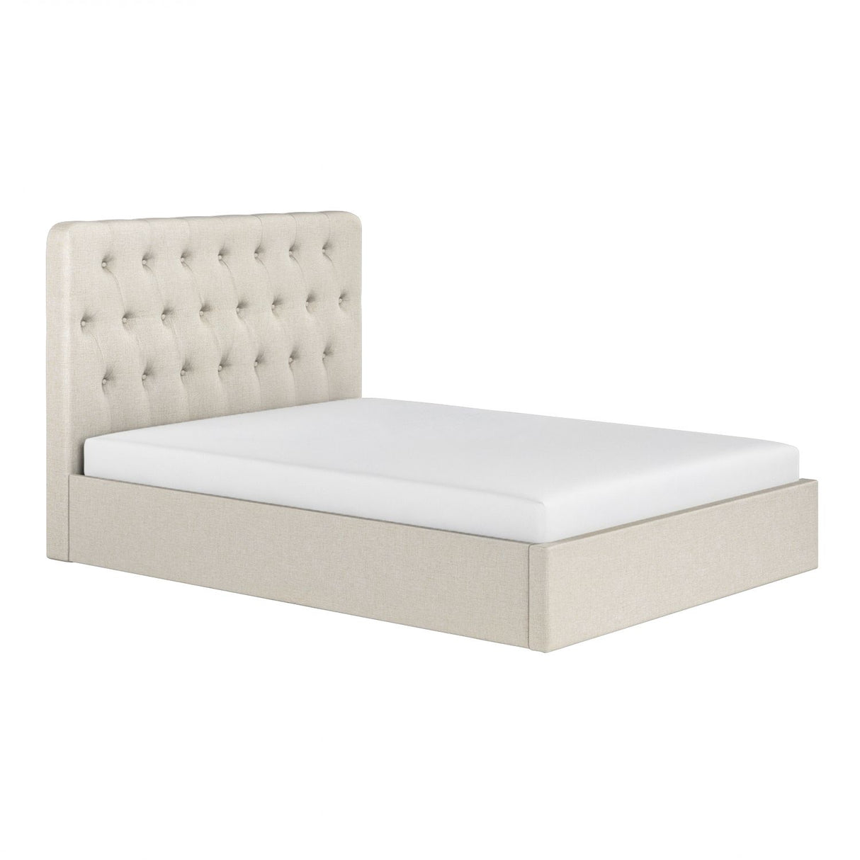 Flair Marley Buttoned Headboard Double Ottoman Bed Beige Linen