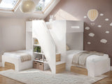 Flair Mason Staircase Triple Sleeper with Storage White & Oak
