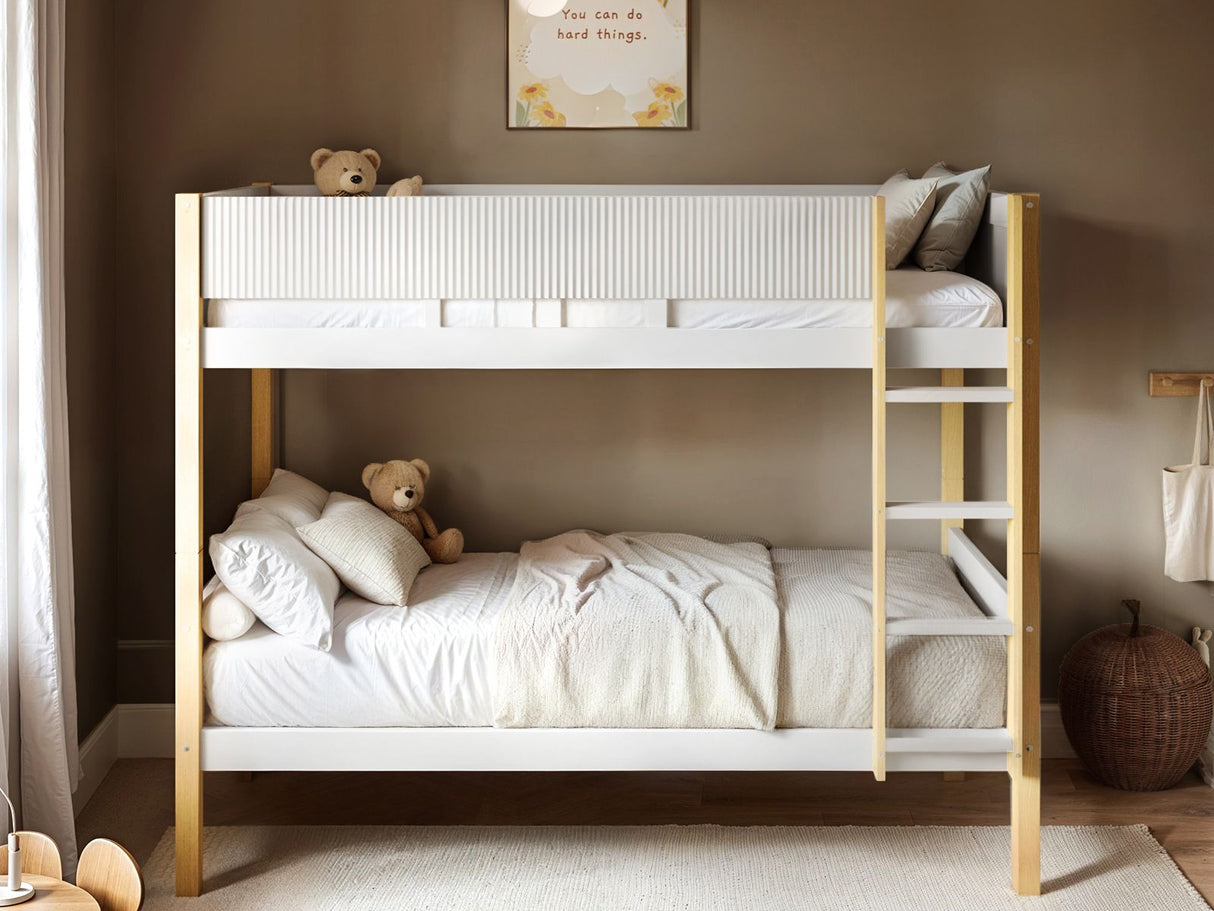 Flair Mateo Detachable Ribbed Bunk Bed Oak & White