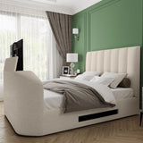 Flair Megane Double Side Lift TV Ottoman Bed Cream Boucle