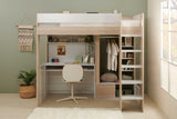 Flair Hampton High Sleeper with Wardrobe White & Oak