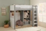 Flair Hampton High Sleeper with Wardrobe White & Grey