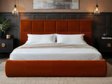 SOLACE+CO Mika Ottoman Bed Burnt Orange Velvet Double