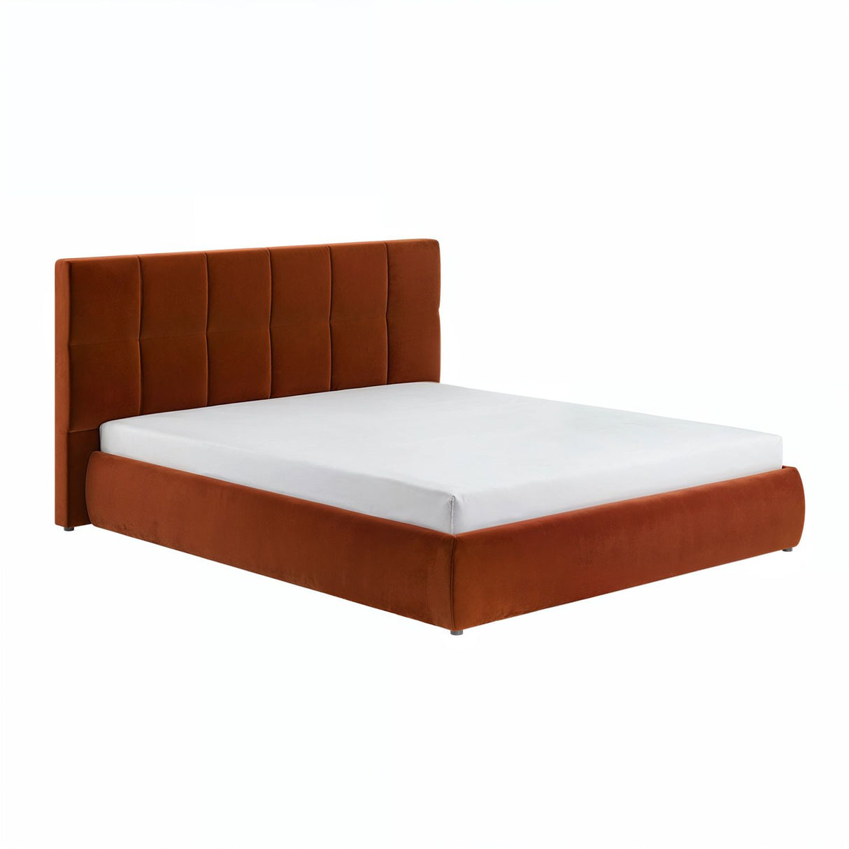 SOLACE+CO Mika Ottoman Bed Burnt Orange Velvet Kingsize