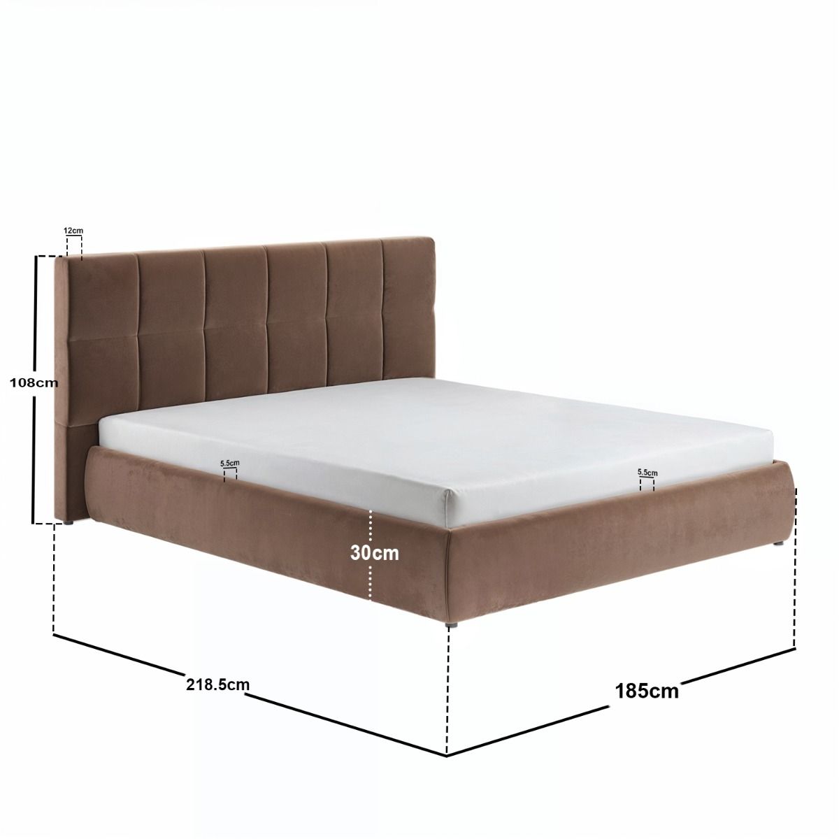 SOLACE+CO Mika Ottoman Bed Chocolate Velvet Kingsize