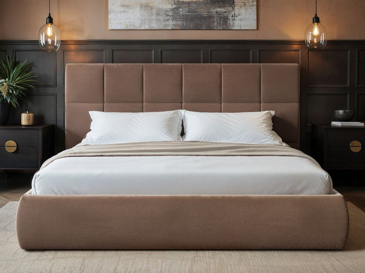 SOLACE+CO Mika Ottoman Bed Chocolate Velvet Double