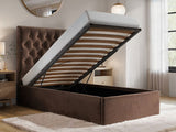 Flair Milan Single Velvet Ottoman Bed-Brown
