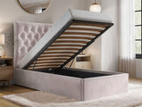 Flair Milan Single Velvet Ottoman Bed Pink