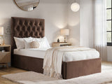 Flair Milan Single Velvet Ottoman Bed-Brown