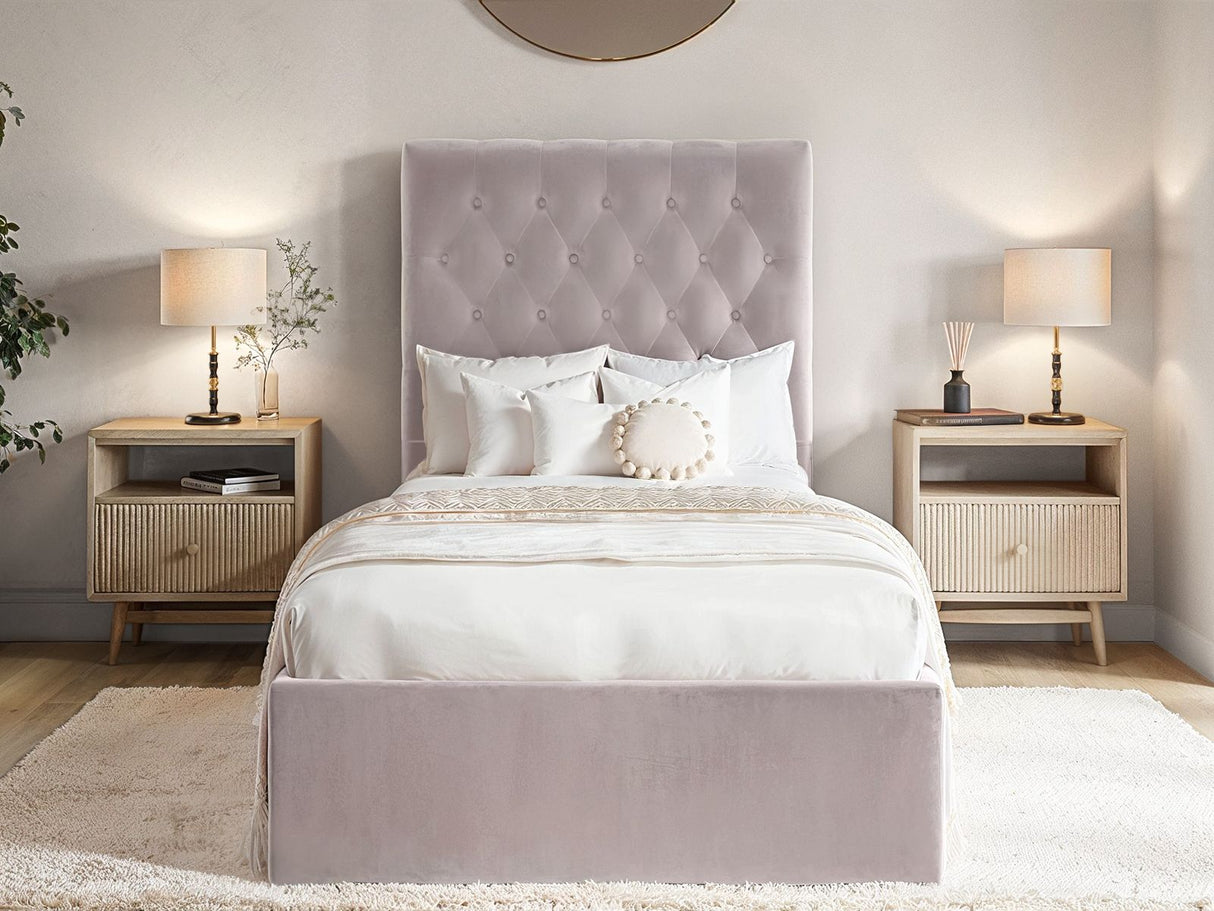 Flair Milan Single Velvet Ottoman Bed Pink