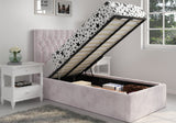 Flair Milan Single Velvet Ottoman Bed Pink