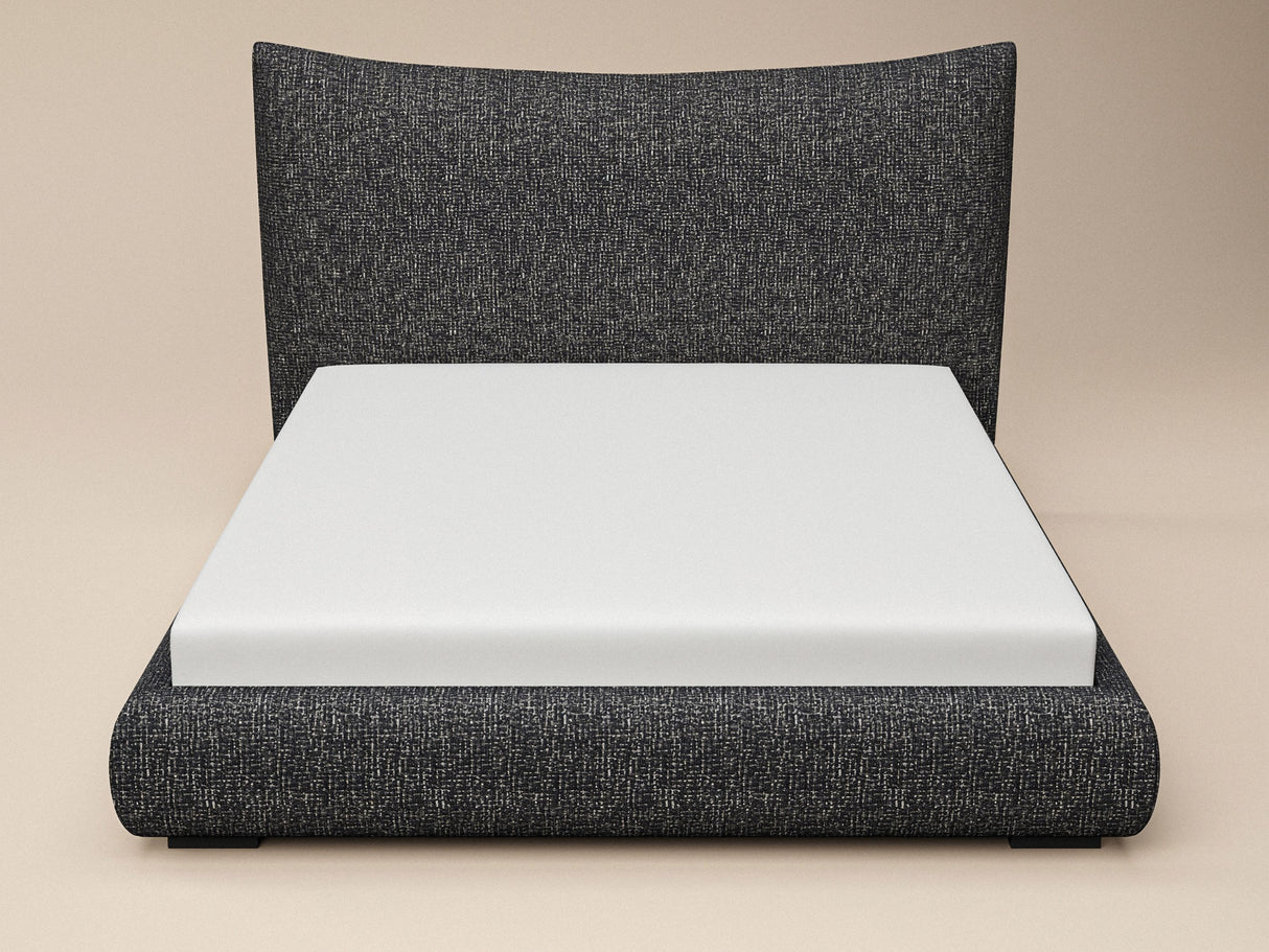 SOLACE+CO Miller Curved Headboard Bed Frame Black Chenille-Double