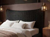 SOLACE+CO Miller Curved Headboard Bed Frame Black Chenille-Kingsize