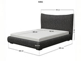 SOLACE+CO Miller Curved Headboard Bed Frame Black Chenille-Kingsize