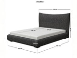 SOLACE+CO Miller Curved Headboard Bed Frame Black Chenille-Double