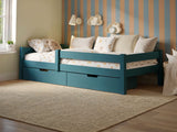 Flair Milo Single Bed with Storage Pine Petrol Blue