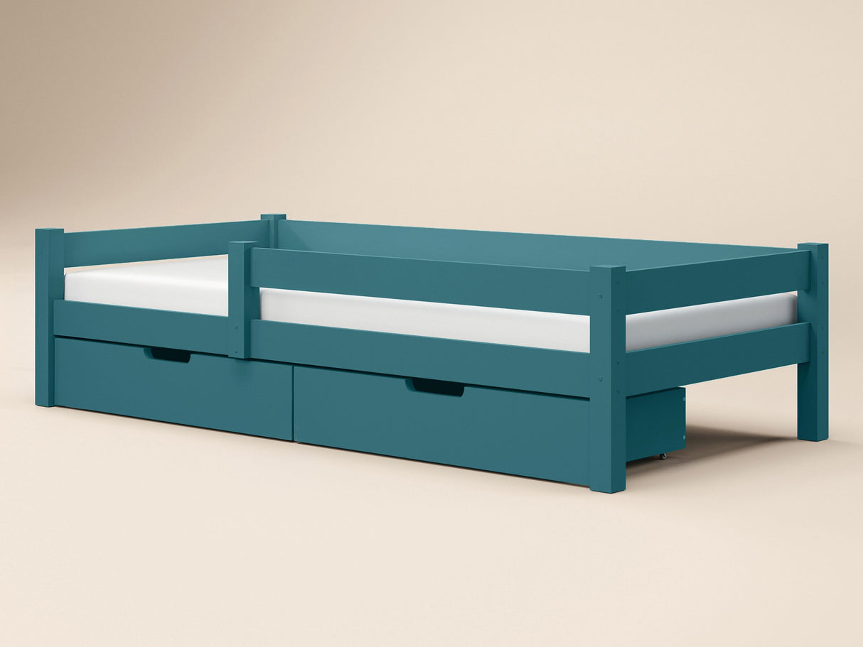 Flair Milo Single Bed with Storage Pine Petrol Blue