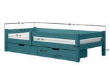 Flair Milo Single Bed with Storage Pine Petrol Blue