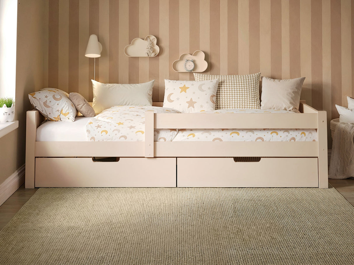 Flair Milo Single Bed with Storage Pine Warm Beige