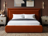 SOLACE+CO Sigrid Burnt Orange Velvet Cushion Headboard Ottoman Bed Kingsize