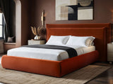 SOLACE+CO Sigrid Burnt Orange Velvet Cushion Headboard Ottoman Bed Kingsize