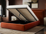 SOLACE+CO Sigrid Burnt Orange Velvet Cushion Headboard Ottoman Bed Double