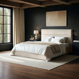 SOLACE+CO Nela Ottoman Bed Woven Fabric Cream Double