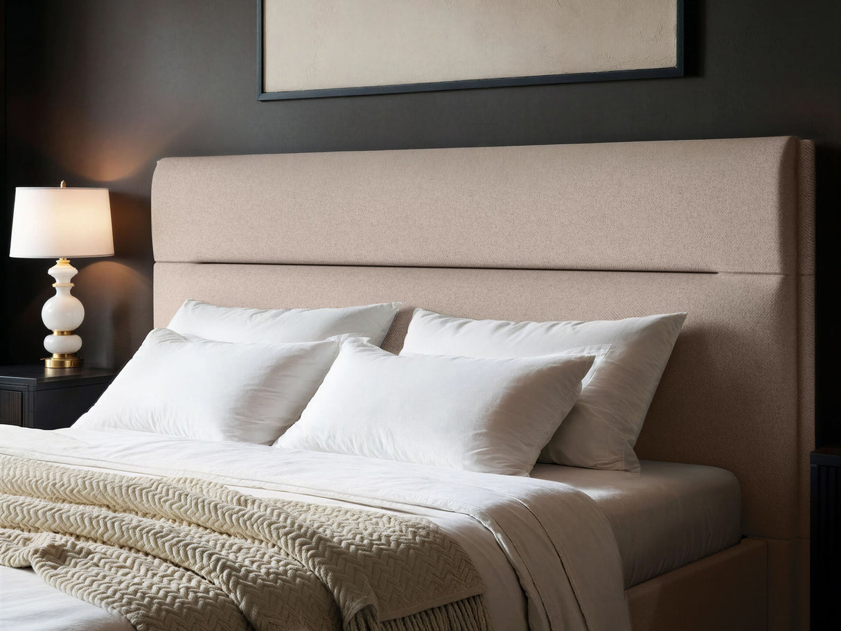 SOLACE+CO Nela Ottoman Bed Woven Fabric Beige Kingsize
